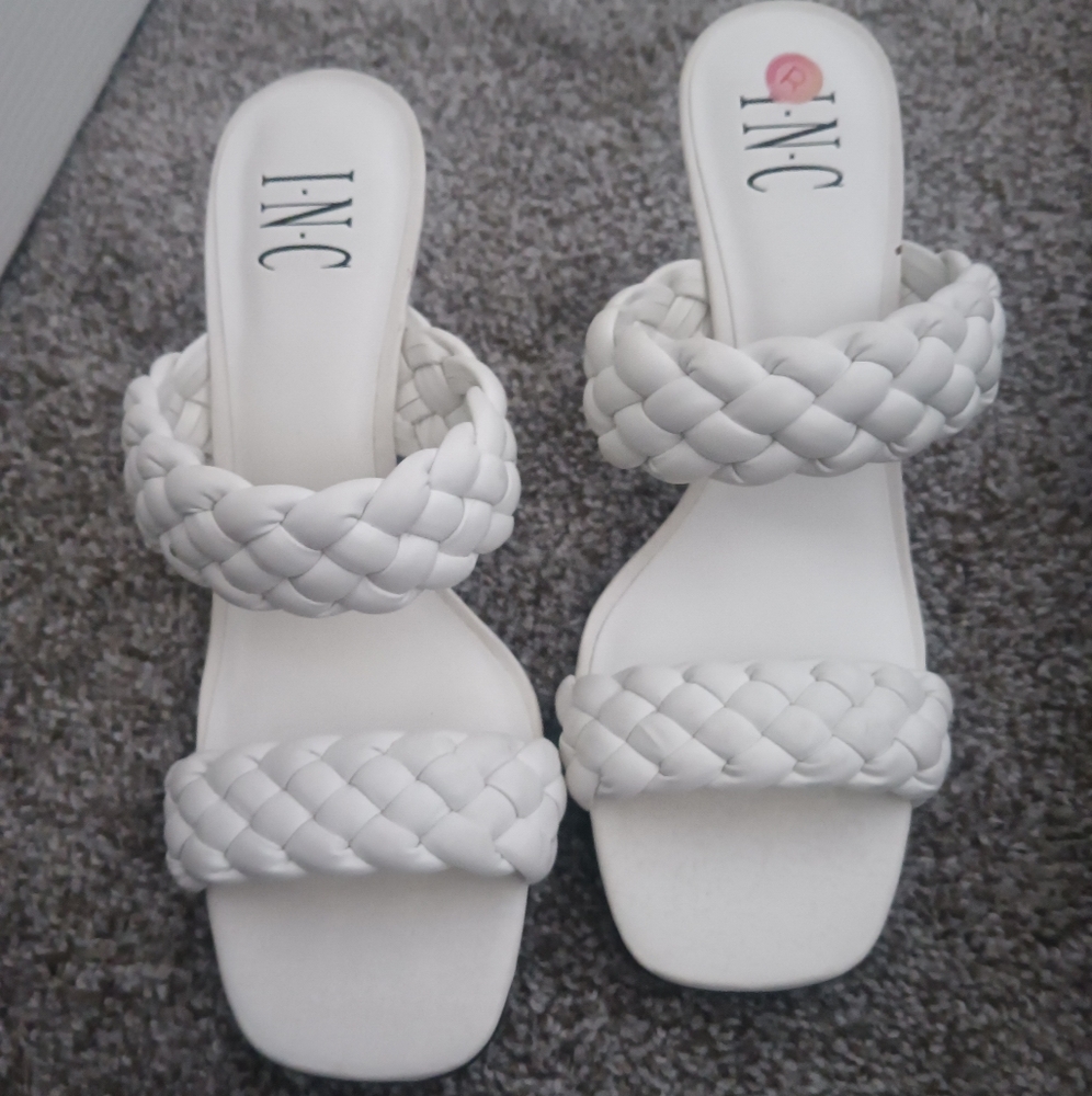 INC International Concepts White Braided Women's Sandals